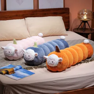 Cuscino lungo in peluche con pecora di zucca carina morbido peluche cartone animato letto