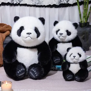 Cute black and white giant panda plush toy set, soft stuffed animal doll for kids gift cozy home decor.