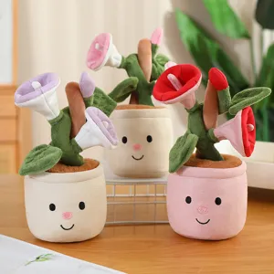 Simpatico peluche trombetta fiore vaso bambola, morbida pianta imbottita decorazione regalo ragazza