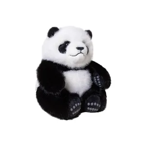 Cute realistic panda plush toy, soft stuffed animal doll for kids companion and home decor.