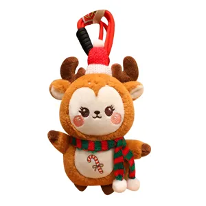 Christmas deer plush keychain cute elk doll soft stuffed backpack charm holiday gift toy