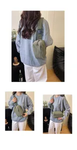 Detailed view of the casual canvas chest bag showcasing adjustable strap and sturdy buckle.