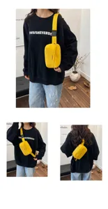 Waterproof nylon chest bag for women, casual yellow crossbody waist bag for travel daily use.