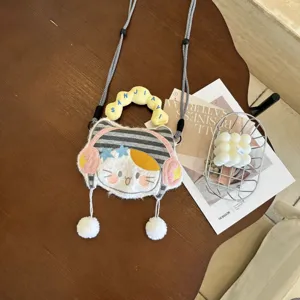 Sac de téléphone en peluche mignon mini sac bandoulière sac à main quotidien design de chat