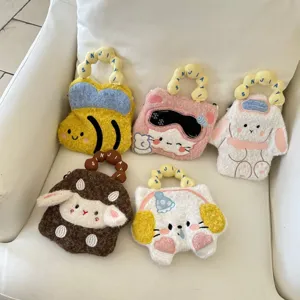 Sac téléphone peluche dessin animé mignon mini sac main doux moelleux bandoulière set