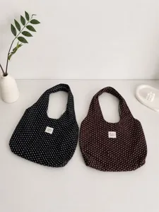 Bolso de hombro de lunares con textura arrugada, bolso informal ligero para mujer diario.