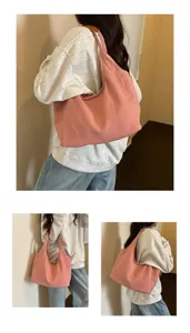 Lässige große Canvas Umhängetasche für Damen, retro minimalistische modische Achseltasche