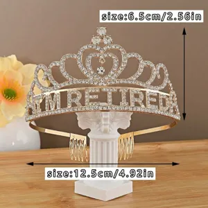 Gold Rhinestone Retired Crown Tiara Headband Party Dress Up Hair Accessories 12.5cm