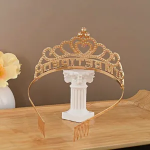 Gold retired tiara detail shot, metal crown headband for retirement party celebration props.