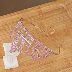 Gold retired rhinestone tiara headband party celebration hair accessory gift headwear