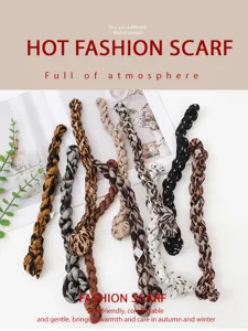 Leopardmuster Pünktchen schmaler Schal langer gedrehter Modeaccessoire für Damen Alltag.