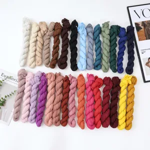 Women Pleated Scarf Solid Color Crinkled Bali Yarn Long Shawl Lightweight Polyester Versatile Scarf For Travel Vacation Daily Accessories