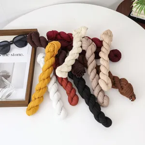 Candy color twist crinkle long scarf breathable plain modal shawl fashion accessory