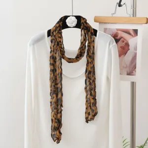 Damen Plissee Schmaler Schal Leopard Punktmuster Bedruckt Polyester Schmale Krawatte Eleganter Langer Band Schal Für Den Alltag
