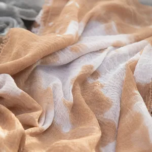 Katoenen tye-dye sjaal voor dames, zachte ademende mousseline omslagdoek, boho hijab.