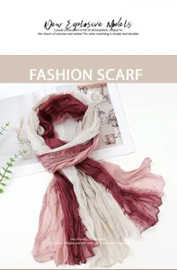 Gradient Crinkle Scarf Fall Winter Women Casual Shawl Lightweight Sheer Soft Stole