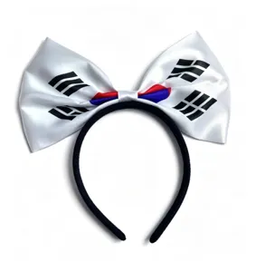 Südkorea Flagge Schleife Haarreif für Sportfans, stilvolles Satin Haarteil für Partys.