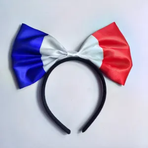 Frankreich Flagge Schleife Haarreif blau weiss rot grosse Schleife Haarschmuck Fanartikel Party
