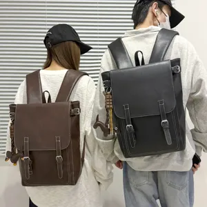 Vintage PU Leder Rucksack Für Herren Damen Große Kapazität 15.6 Zoll Laptop Tasche College Schultasche Reise Commuter Rucksack