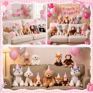 Huisdier verjaardagshoed met ruitjespatroon en mini pompon, schattige hond kat feest decor detail