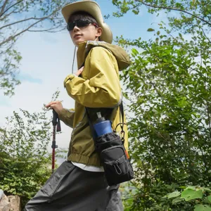 Outdoor sports multifunctional shoulder crossbody phone and water bottle bag for hiking travel.