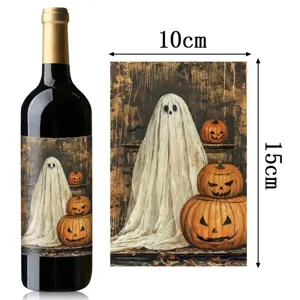 Halloween wine bottle sticker spooky ghost pumpkin waterproof decal for party decor 10x15cm
