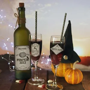 Halloween decorative wine bottle stickers set haunted house bar spooky theme props spooky party