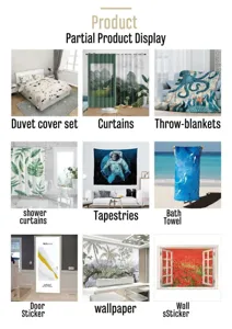 Custom printed home decor collection featuring cozy blankets, curtains, and stylish wall art.