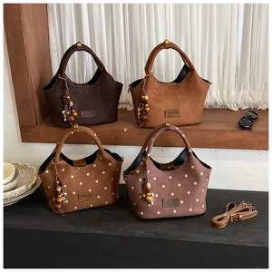 Korean style vintage polka dot handbag women autumn winter new shoulder crossbody bag