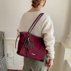 Grand sac cabas fourre-tout femme vintage minimaliste décontracté pour travail bureau détail