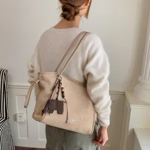 Sac cabas d'épaule en suédine minimaliste pour femme, grande capacité sac de voyage.