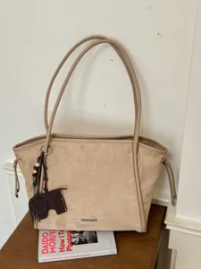 Grand sac cabas bandoulière vintage minimaliste, élégant sac fourre-tout décontracté pour le quotidien.