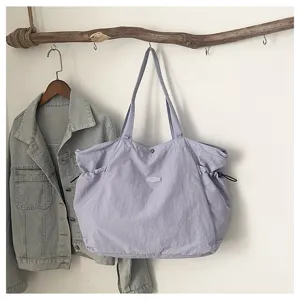 Καθημερινή μεγάλη μωβ tote bag τσάντα ώμου υφασμάτινη για γυναίκες στυλ μόδας καθημερινά