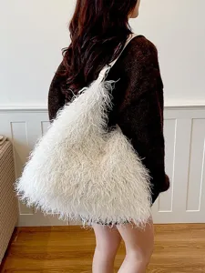 Sac à épaule en fausse fourrure pour femme hobo bag pelucheux élégant sac d'hiver