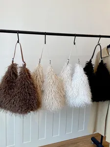 Sac à bandoulière duveteux en peluche pour femme, sac à main tendance automne hiver image principale
