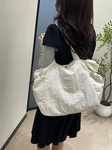 Casual λευκή τσάντα shopper για γυναίκες, μεγάλη τσάντα ώμου κομψή για καθημερινή χρήση.