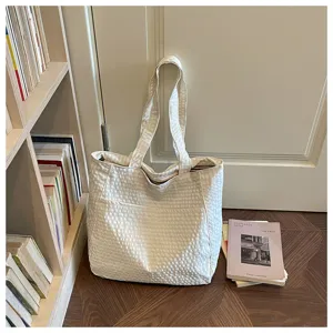 Koreanischer strukturierter Shopper Tasche grosse Kapazitaet Schultertasche fuer Damen Alltag