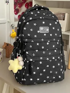 Sac à Dos Mori Girl pour Femme Imprimé Ciel Étoilé Nylon Imperméable Doux Étudiant École Voyage Avec Pendentif Étoile