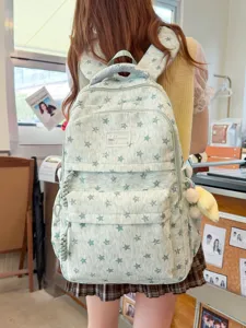 Sac a dos elegant a motif d'etoiles vertes pour femmes ecole voyage decontracte mignon