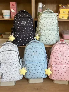 Mode Motif Étoile Sac à Dos Décontracté Style Doux Étudiant Sac D'école Voyage