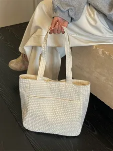 Koreanischer Stil Canvas Tote Tasche für Damen, große Kapazität lässige Umhängetasche.