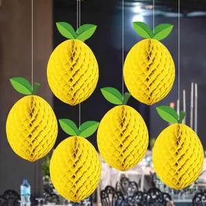 Zitronen Wabenpapier Kugel Hängedekoration für Sommer tropische hawaiianische Geburtstagsparty