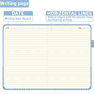A5 business notebook with elastic band, horizontal lined pages and date record. Perfect for office.