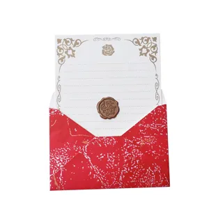 Enveloppe motif marbre ensemble de papeterie lettre vintage avec design cachet de cire