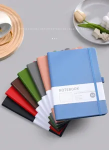A5 Hardcover Notizbuch mit Gummiband, PU Leder Tagebuch fuer Buero und Schule, Notizheft.
