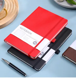 A5 Hardcover Notizbuch mit Gummiband, PU Leder Einband, 200 Seiten, Bürobedarf und Notizen.