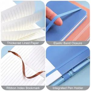 A5 Hardcover Notizbuch Geschäft Notizheft mit Gummiband, Lesebändchen und Stiftehalter.