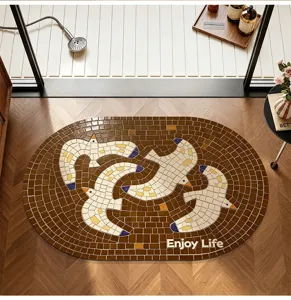 Tapis de bain en terre de diatomée mosaïque vintage, tapis antidérapant absorbant.