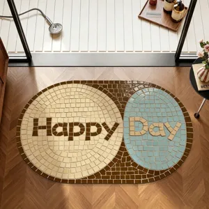 Tapis de bain mosaïque vintage antidérapant en terre de diatomée pour entrée de salle de bain maison.