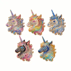 Cute Unicorn Brooch Zinc Alloy Rhinestone Enamel Animal Lapel Pin Versatile Fashion Jewelry For Women Girls Party Gift